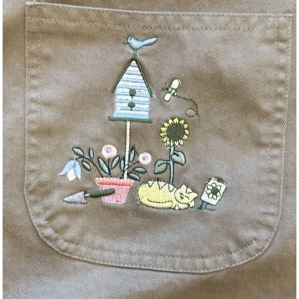 Christopher & Banks Womens Embroidered Chore Jacket Angels Cat Gardening L 90s - Picture 4 of 10